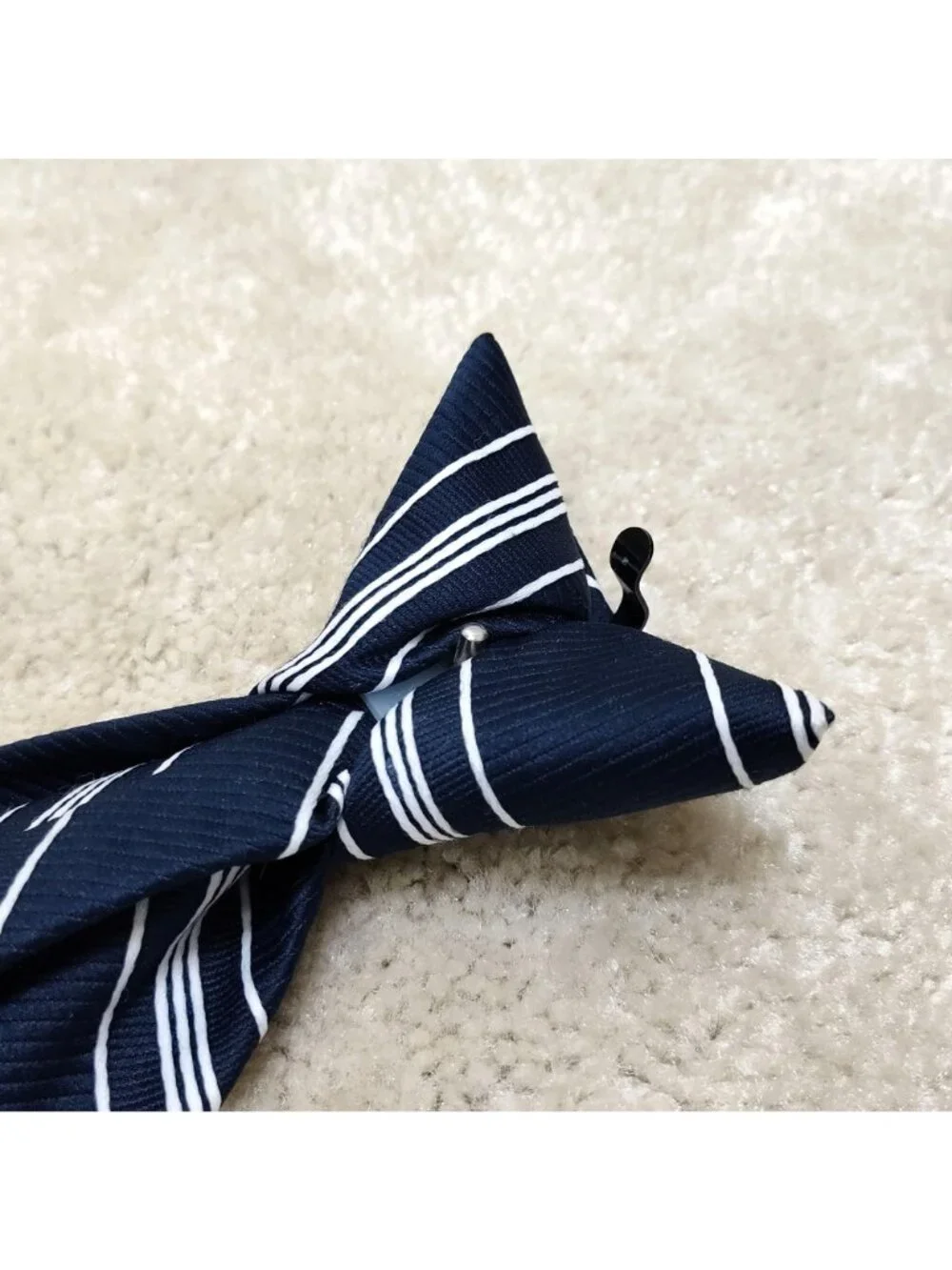 Hickok Le-Bils Clip On Necktie Striped Polyester Pre-Tied Mid Century Vintage